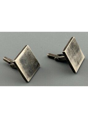 Vintage Taxco Mexico Sterling Silver Square Cufflinks Martinez 3/4" MCM